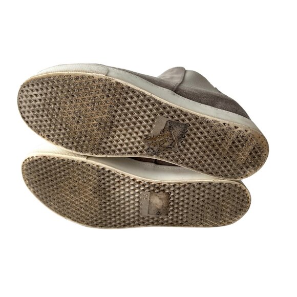 Soda Wedge Sneaker Shoes Side Zipper Light Grey High Top‎ Women Size 7.5 Taupe - Picture 6 of 8